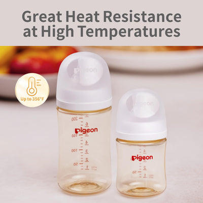 Pigeon PPSU Nursing Baby Bottle Wide Neck, Anti-Colic, Streamlined Body, Natural Feel, Easy to Clean, 5 Oz (Pack of 2), Includes 2pcs SS Nipples (0m+)