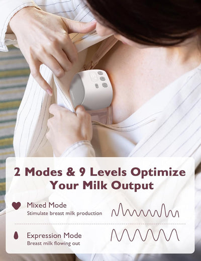Momcozy S9 Pro Upgraded Wearable Breast Pump, Hands-Free Design with Extended Battery Life & LED Display, Double Electric Portable Pump with 2 Modes & 9 Levels, 24mm, 2-Pack, Gray
