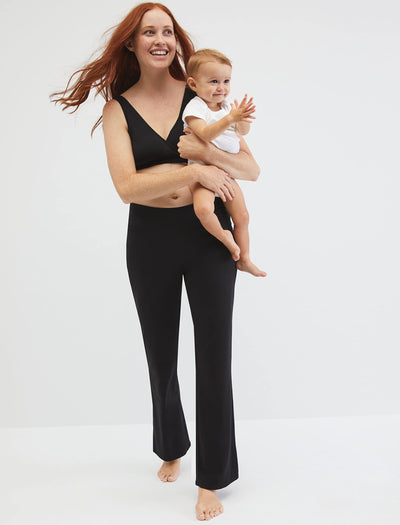Motherhood Maternity Nursing Bras, Women’s Cotton Spandex Wrap Front Sleep Bra, Bralette for Breastfeeding & Pumping, Black, 1-Pack, Large