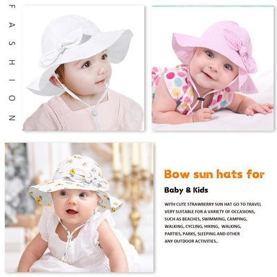 Baby Girl Sun Hat with UPF 50+ Outdoor Adjustable Beach Hat with Wide Brim Bucket Hats (12-24 Months,Purple-Stripe 1pcs)