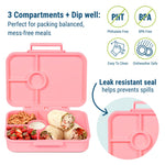 Wildkin Kids Bento Box - 4 Compartments, Airtight, Dishwasher Safe, Meal Prep for Kids - Unicorn