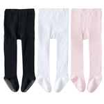 EPEIUS Baby Tights Seamless Non Slip/Skid Leggings Newborn Girl Cotton Stockings Baby Boy Footed Pants Solid Plain Tights Pantyhose for 0-3 Months,3 Pair Pack,Black/White/Pink