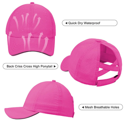 Little Girls Criss Cross Ponytail Hat Toddler Reflective Baseball Cap Kids Quick Dry Summer Sports Hats Age 3-8