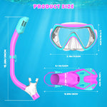 Snorkeling Gear for Kids, Kid Mask Fins Dry Top Snorkel Set, Youth Boys Girls Junior Age 6-14 Swimming Diving Swim Fins, Tempered Glass Panoramic View Travel Packages