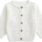Curipeer Baby Girls Knitted Cardigan Pompoms Sweater Toddler Long Sleeve Jacket Outerwear 6M-4Y