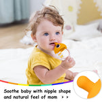 Mombella Clownfish Teethers for Babies 3-6 Months, Baby Teething Toys 6-12 Months with Lanyard to Attach on, Silicone Tether with Different Textures to Gnaw, Ergonomic for Little Hands, Saffron