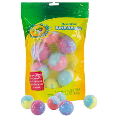 Crayola Colorful Scented Bath Bombs for Kids, Color You Bath Bathbomb Fizzies for Boys Girls Holiday Stocking Stuffer, Grape Jam, Laser Lemon, Cotton Candy, & Bubble Gum Scents