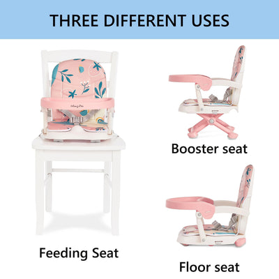 Dream On Me Munch N Go Booster Seat for Dining Table, Lightweight Compact Fold Travel Booster Seat, 3-in-1 Convertible, Four Level Height Adjustment and Easy Tray Removal