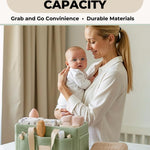Toodly Baby Diaper Caddy Organizer with Portable Changing Mat - Teddy Fleece Diaper Organizer for Changing Table - Basket for Changing Essentials - Baby Essentials Organizer with Removable Dividers