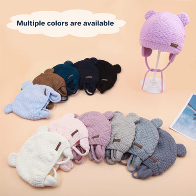 Duoyeree Kids Baby Hat Soft Warm Cable Knit Beanie Toddler Girl Fall Winter Hats(Purple,0-6 Months)