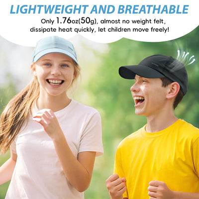 Sukeen Lightweight Kids Baseball Caps for Boy Girls, UPF50+ Kids Sun Hat Quick-Dry Youth Performance Hat for Outdoor Activity Black