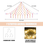 CERETIA Stuffed Animal Hammock with LED Light, Toy Hammock for Stuffed Animals Storage for Kids, Stuffed Animal Hammock Corner, Rainbow