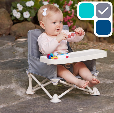 hiccapop OmniBoost Travel Booster Seat with Tray for Baby, Dining Table, Camping, Beach, Grandma’s | Folding Portable Tip-Free Design Straps to Kitchen Chairs