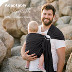Shiaon Baby Ring Sling Wrap, Lightweight Baby Carrier Sling Toddler Sling, Cotton Baby Wraps Carrier (7-35 lbs) for Infants and Toddlers, Baby Shower Gifts, Black