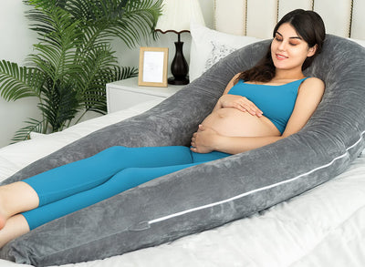 QUEEN ROSE Pregnancy Pillow, U Shaped Full Body Pillows for Sleeping Support, 65 Inch Maternity Pillow for Pregnant Women, Dark Grey