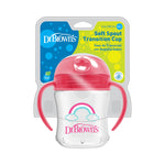 Dr. Brown's Transition Sippy Cup with Soft Spout - Pink - 6oz - 6m+ & Dr. Brown’s Milestones Baby’s First Straw Cup, Training Cup with Weighted Straw, Dark Blue, 6m+