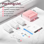 ETIKEZ Sticker Printer, PM290C Portable Mini Printer, Inkless Bluetooth Sticker Maker with 3 Rolls Paper, Impresora Portátil for Notes, DIY, Gift, Smart AI APP, Print Pod for Office/Home, Pink