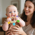 Baby Teething Rings Toys for 0-6 6-12 Months Baby Rattle Teether Sensory Toys for Babies 0-24Months Silicone Teether Relief Chew Soothing Sore Gums for Newborn Infant Essentials BPA Free