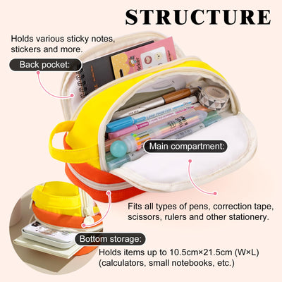 CICIMELON Large Capacity Pencil Case, Cute Aesthetic Pencil Pouch with 3 Compartments, Big Pencil Bag Organizer for School Supplies, Pen Holder for Kids, Girls, Boys, Students