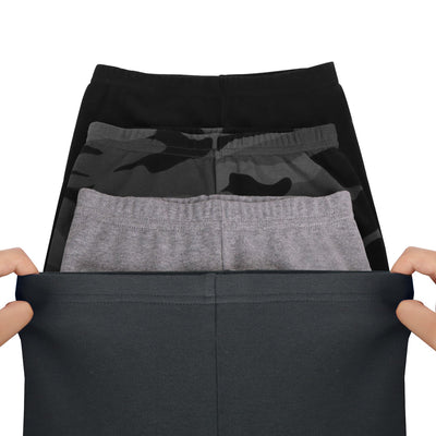 GLASH Kids Boys Cotton Pants, 4 Pack 4T Toddler Sweatpants Black/Camo/Heather Grey/Iron Grey
