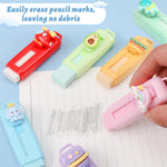 12 Pack Cute Retractable Pencil Erasers for Kids Bulk Kawaii Cartoon Fun Erasers for Teacher Class Rewards Favor School Supplies Home Office Party Gift Filling