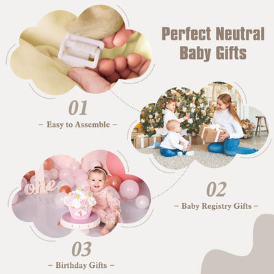 5-in-1 Plush Baby Play Gym, Baby Play Mats, Convertible Baby Gym with Pillow, Tummy time mat, 6 Sensory Toys, Baby Activity Center from Newborn to Toddler, Pet Bed, Cat & Dog Bed, Ball Pit, Cream