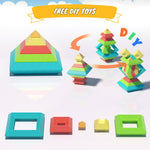 40Pcs Building Blocks Toys for Ages 3 4 5 6 Toddlers,Pyramid Stacking Toys,3D Montessori Preschool Learning Blocks for Kids,STEM Sensory Toy Gifts for 2-4 Years Old Boys Girls,Plastic Storage Box Set