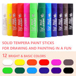 TBC The Best Crafts Paint Sticks,12 Classic Colors, Washable Paint, Non-Toxic, Tempera Paint Sticks for Kids and Students