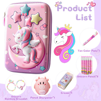 JYPLKCMT Pencil Case For Girls & Boys, Kids Cute Pink Pencil Pouch, 3D EVA Large Capacity Pen Holder, Cute School Portable Pencil Bag Gift