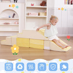 HAHASOLE Kids Couch, Modular Toddler Couch, Kids Sofa with Ottomans, Foam Play Blocks, Climbing Playset with Slide Stairs, Convertible Plush Sofa for Playroom