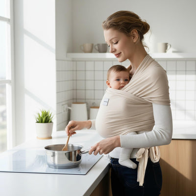 MISSWISDOM Baby Wraps Carrier, Baby Carrier Wrap Newborn Sling 7-35lbs, Baby Wearing Wrap Newborn Wrap Carrier, Baby Sling Carriers for Newborn and Infant, Beige