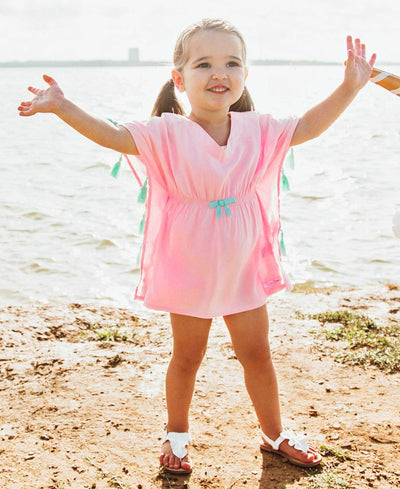 RuffleButts® Girls Pink Tassel Kaftan Swimsuit Cover-Up Tunic - 4T/5