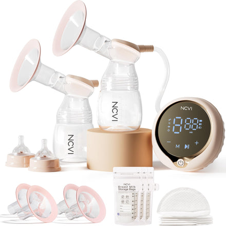 Breast pump set with NCVI branding on a white background
