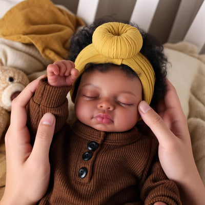 BABESIDE Black Reborn Baby Dolls, 17 Inch Realistic Black Newborn Lifelike Real Life Baby Dolls Soft Vinyl & Cloth Body with Feeding Kit Gift Box for Kids Ages 3+