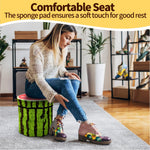 Covzoe 3 Pack Fruit Storage Stool, 12 x 12 Inch Folding Stool Ottoman with Foam Cushion, Collapsible Storage Seat Chest, Creative Organizer Stools Box for Patio Foot Rest