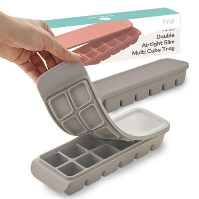 Gray multi-cube tray with a hand holding it, and a product box in the background.