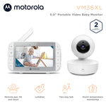 Motorola Nursery VM36XL Video Baby Monitor Camera, 480x272p, 1000ft Range, 2.4 GHz Wireless, 5" Screen, 2-Way Audio, Pan/Tilt/Zoom, Temp, Night Vision