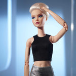 Barbie Signature Looks Doll (Original, Blonde Pixie Cut) Fully Posable Fashion Doll Wearing Black Crop Top & Metallic Skirt, Gift for Collectors