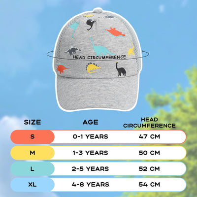 Duoyeree Toddler baseball cap baby cap sun hat print dinosaur pattern and solid color hat kids boy girl age 0-5t