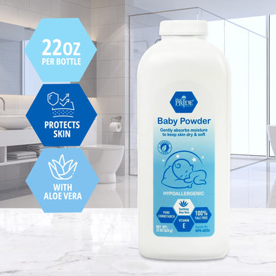 MED PRIDE Hypoallergenic Babypower Cornstarch Baby Powder with Aloe Vera & Vitamin E, 100% Talc-Free, Diaper Rash & Chafing Relief, Paraben-Free