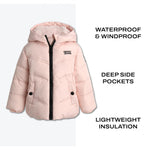 DKNY Infant Toddler Baby Girls' Winter Jacket - Fleece Lined Quilted Bubble Puffer Parka Coat for Girls (Sizes:12M-4T), Size 12 Months, Pink/Blush