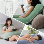 QUEEN ROSE Pregnancy Pillow, U Shaped Full Body Pillows for Sleeping Support, 55 Inch Maternity Pillow for Pregnant Women, Green