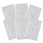 6-Pack Safety Innovations Self-Closing Outlet Covers (For Center Screw Outlets Only) - Measures 3"Wide x 4.75"High-An Alternative To Wall Socket Plugs for Child Proofing Outlets, (1-Screw), (White)