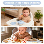 2 Pack Toddler Snack Cups, Baby Stainless Steel Snack Containers for Kids with Spill Proof Food Grade Silicone Lids & Handles 9 OZ No Spill Baby Snack Box for Mess-Free Snacking