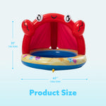 Sloosh Baby Pool Toddler Sprinkler, Crab Splash Pool with Canopy, Baby Wading Pool Inflatable Sprinkler for Learning, Children’s Water Pool Toys, Inflatable Kiddie Pool for Outdoor Summer Water
