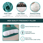 ALLOPERA Pregnancy Pillow, Full Body Maternity Pillow 57 inch, with Removable Washable Cover - Sleep Support for Legs, Back, Neck, Shoulder, HIPS, Belly, Velvet Cover (Dark Green)
