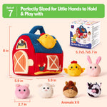hahaland Baby Toys 6-12 Months - Surprise Barn with Stuffed Farm Animals, Rattle, Crinkle Paper, Mirror - Busy Montessori Toys for Babies, Sensory Toys for Toddlers 1-3 - Baby Stocking Stuffers Gifts