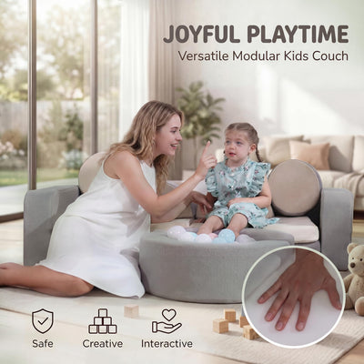 BUMNANA 14pcs Modular Kids Play Couch, Child Sectional Sofa, Fortplay Bedroom and Playroom Furniture for Toddlers, Convertible Foam and Floor Cushion for Boys and Girls