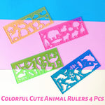 Template for Drawing,4 Pack Clear Ruler Animal-Shaped Stencils Drafting Tools Set Stencil Maker Rulers,Rulers for Kids,Measuring Templates Rulers for Office,School,Drawing