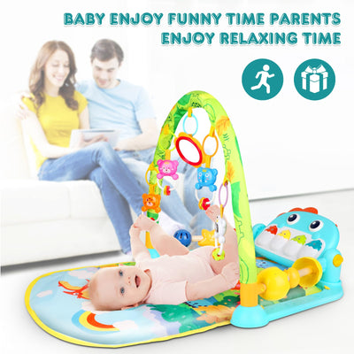 VZO Baby Gyms Play Mats, Infant Play Mat and Activity Gym, Baby Play Piano Gym Mat, Play Mats for Babies Newborns and Toddlers, Tummy Time Activity Mat Toys 0-3-6-12 Months (Dinosaur)